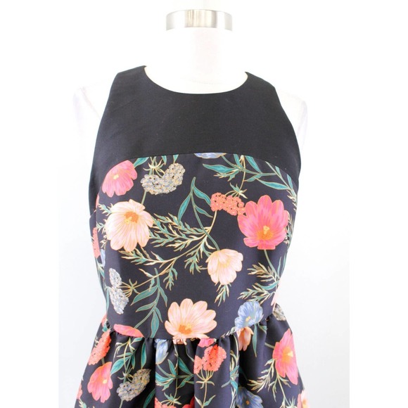 Kate Spade Blossom Mikado Fit and Flare Garden Floral Print Dress Size 4 Black - Picture 6 of 9